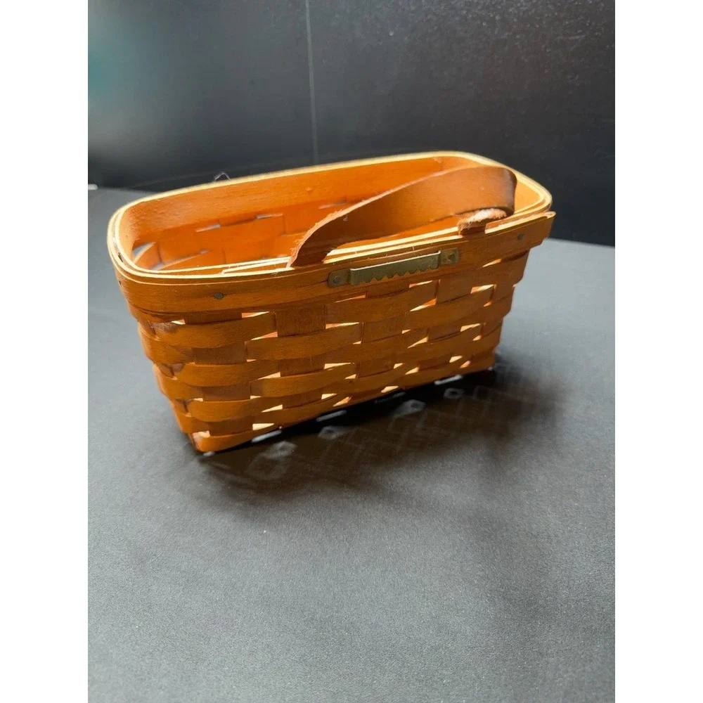 Longaberger Small Handwoven Basket Leather Handle Dresden Ohio USA